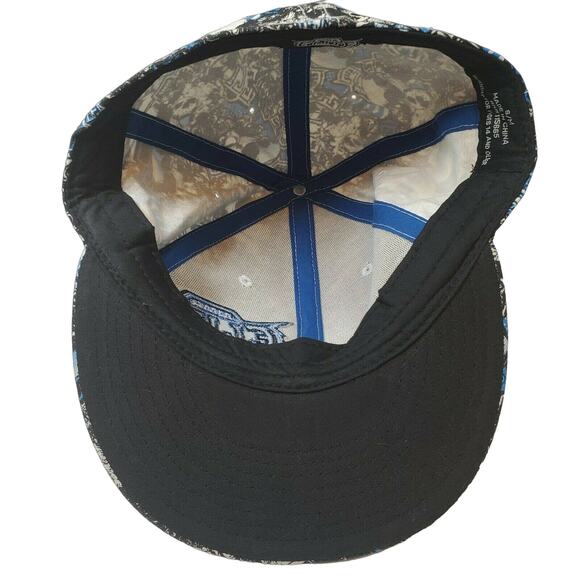 MMA Elite Adult S/M Skull Graphics Fitted Cap Hat Blue White - Picture 7 of 9
